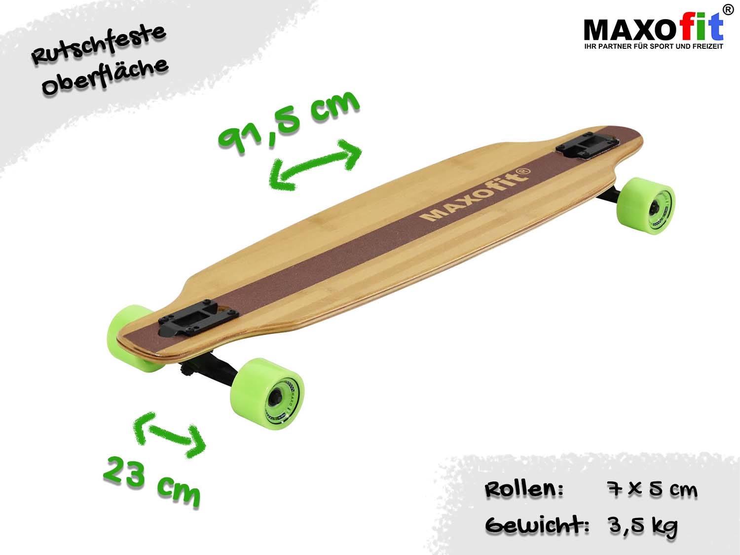Design Longboard Komplettboard "Chillout No Drop Through von MAXOfit® 19" 