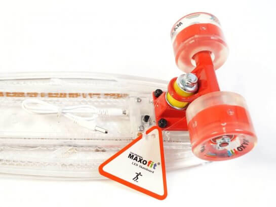 MAXOfit LED Mini Skateboard – Transparent/Rot